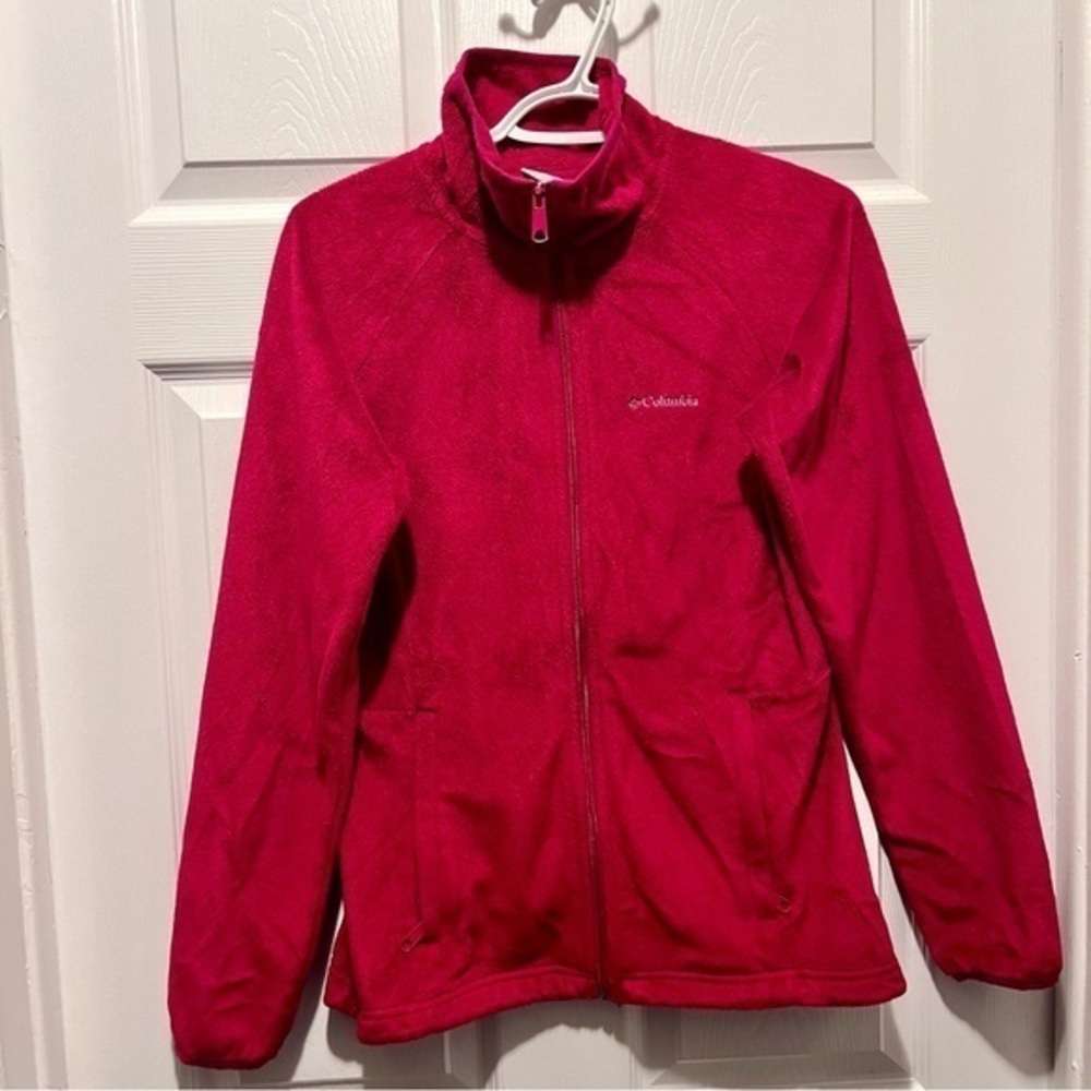 3/25$💥 Columbia full zip fleece cardigan pink sweater jacket Women Small